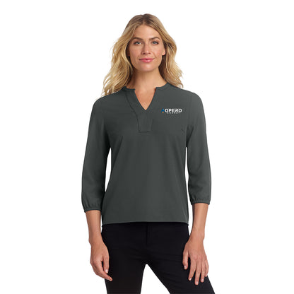 Mercer+Mettle Women's Stretch Crepe 3/4-Sleeve Blouse