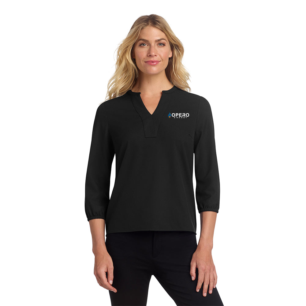 Mercer+Mettle Women's Stretch Crepe 3/4-Sleeve Blouse