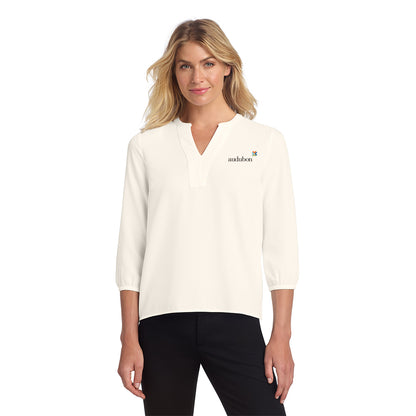 Mercer+Mettle Women's Stretch Crepe 3/4-Sleeve Blouse
