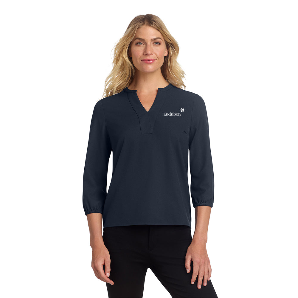 Mercer+Mettle Women's Stretch Crepe 3/4-Sleeve Blouse